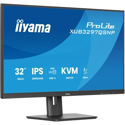 Monitor iiyama ProLite XUB3297QSNP-B1 32" IPS LED WQHD 1ms 100Hz /HDMI DP/ Docking station USB-C integrata, FlickerFree
