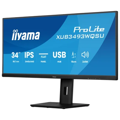 Монітор iiyama ProLite XUB3493WQSU-B6 34" UWQHD IPS LED 1 мс 120 Гц / 2xHDMI DP / FreeSync FlickerFree