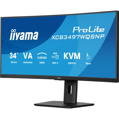 Monitor iiyama XCB3497WQSNP-B1 34" curved VA LED UWQHD 0.4ms 120Hz, docking station USB-C, HDMI, DP, LAN, KVM, HAS