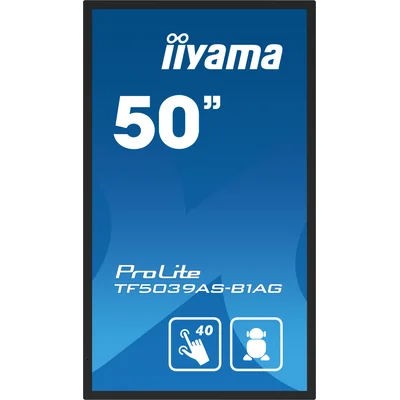 Monitor interactivo de presentación iiyama TF5039AS-B1AG de 50" IPS LED 4K /HDMI, DP, Android/iiSignage², eShare, IP65, 24/7