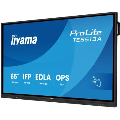 Monitor interactivo iiyama 65" TE6513A-B1AG 4K UHD Google EDLA iiShare, DMS, WiFi, USB-C, HDMI, DP