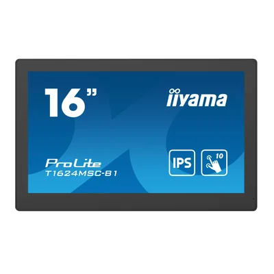 Monitor interactivo iiyama ProLite T1624MSC-B1 de 16" IPS, FullHD, HDMI, tarjeta SD, LAN, POE, 24/7