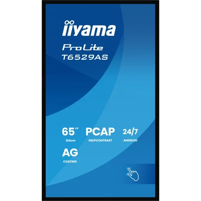 Monitor interaktywny iiyama ProLite T6529AS-B1AG  65" 4K VA LED, USB-C, WiFi, LAN, eShare, iiShare