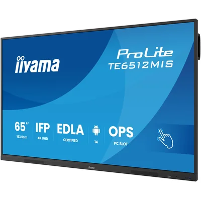 Monitor interaktywny iiyama TE6512MIS-B4AG 65" VA DLED 4K 8/128GB iiware13e, Android14 EDLA, WiFi6, Lan, DMS, 24/7