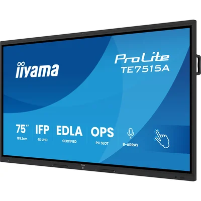 Monitor interattivo iiyama 75" TE7515A-B1AG 4K UHD Google EDLA iiShare, DMS, WiFi, USB-C, HDMI, DP