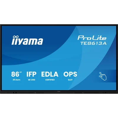 Monitor interattivo iiyama 86" TE8613A-B1AG 4K UHD Google EDLA iiShare, DMS, WiFi, USB-C, HDMI, DP