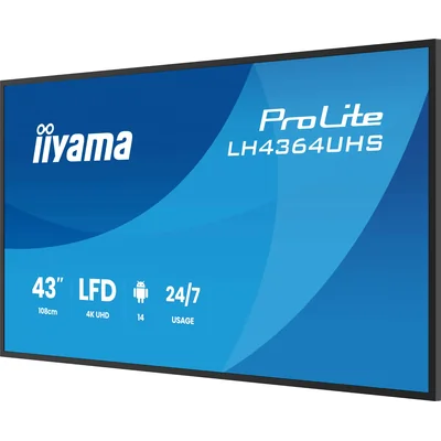 Monitor prezentacyjny 43" iiyama DS LH4364UHS-B1AG, 4K VA LED, USB-C, iiSignage² (CMS), iiControl (DMS), iiShare , 24/7
