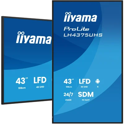 Monitor professionale per segnaletica digitale iiyama ProLite LH4375UHS-B2AG 43" 4K UHD IPS LED, 24/7, Android, iiSignage²