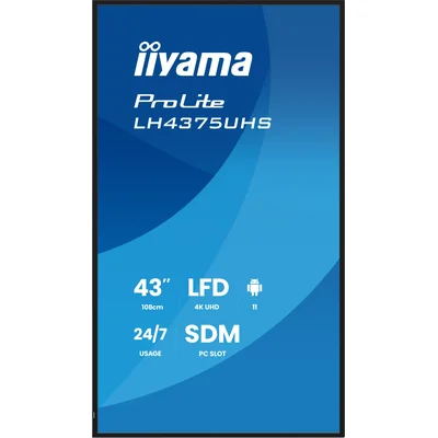 Monitor professionale per segnaletica digitale iiyama ProLite LH4375UHS-B2AG 43" 4K UHD IPS LED, 24/7, Android, iiSignage²