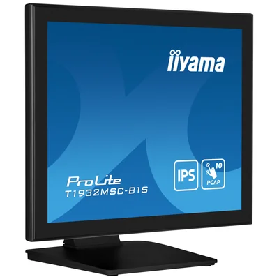 Monitor táctil iiyama ProLite T1932MSC-B1S de 19" IPS LED 5:4 con VGA, HDMI, DisplayPort y altavoces, IP54
