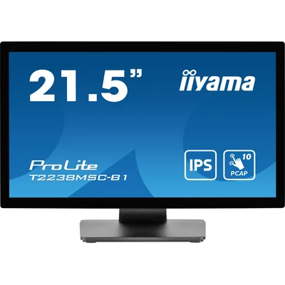 Monitor táctil Iiyama ProLite T2238MSC-B1 de 22" IPS LED PCAP IPX1 con HDMI, DisplayPort y altavoces