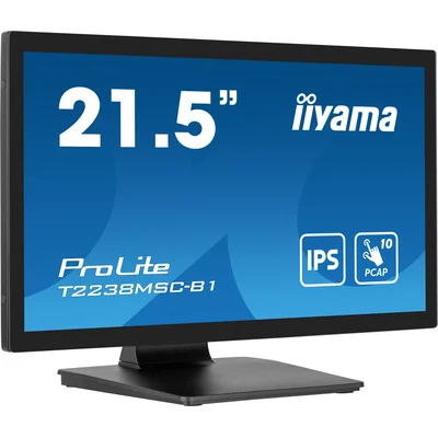 Monitor táctil Iiyama ProLite T2238MSC-B1 de 22" IPS LED PCAP IPX1 con HDMI, DisplayPort y altavoces