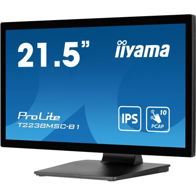 Monitor táctil Iiyama ProLite T2238MSC-B1 de 22" IPS LED PCAP IPX1 con HDMI, DisplayPort y altavoces