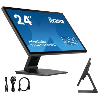 Monitor táctil iiyama ProLite T2452MSC-B1AG de 24" IPS LED antirreflejo con 10 puntos táctiles, HDMI, DisplayPort y altavoces.