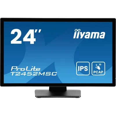Monitor táctil iiyama ProLite T2452MSC-B1AG de 24" IPS LED antirreflejo con 10 puntos táctiles, HDMI, DisplayPort y altavoces.