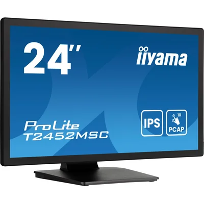 Monitor táctil iiyama ProLite T2452MSC-B1AG de 24" IPS LED antirreflejo con 10 puntos táctiles, HDMI, DisplayPort y altavoces.