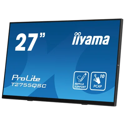 Monitor táctil iiyama ProLite T2755QSC-B1 de 27" IPS LED WQHD, compatible con MPP2.0, HDMI, DP y altavoces.