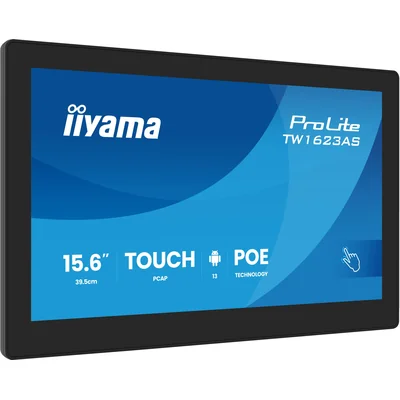 Monitor táctil iiyama ProLite TW1623AS-B3P de 15,6", Android 13, PoE, micrófono, altavoces, 24/7