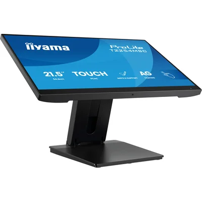 Monitor táctil iiyama T2254MSC-B2AG de 22" FHD IPS de 4 ms, HDMI, DP, altavoces, PalmRejection, antirreflejo, NFC/RFID y tira de LED.