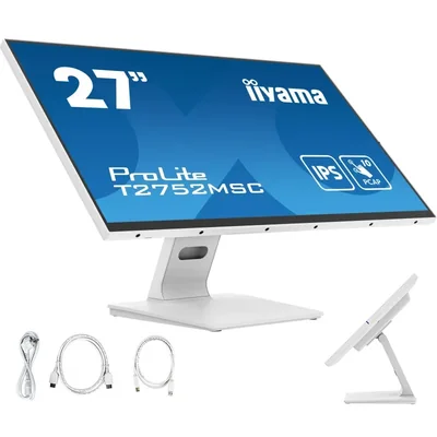 Monitor táctil LED IPS iiyama ProLite T2752MSC-W1 de 27" con HDMI, DisplayPort, altavoces y revestimiento NANO