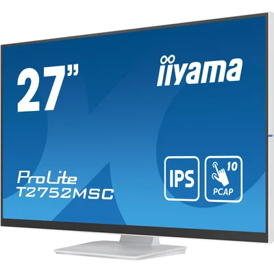 Monitor táctil LED IPS iiyama ProLite T2752MSC-W1 de 27" con HDMI, DisplayPort, altavoces y revestimiento NANO