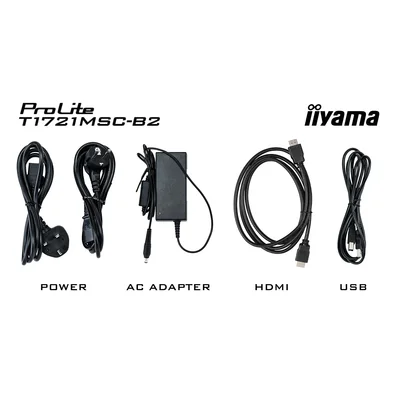 Monitor táctil LED TN Iiyama ProLite T1721MSC-B2 de 17" con relación de aspecto 5:4, VGA, HDMI y altavoces, IPX3