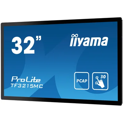 Monitor táctil LED VA de 32" Iiyama ProLite TF3215MC-B2 / VGA, HDMI, DP / IP65, funcionamiento 24/7