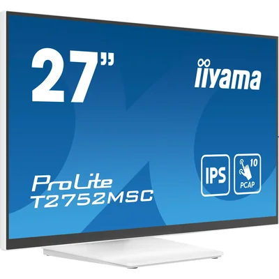 Monitor touch LED IPS iiyama ProLite T2752MSC-W1 bianco da 27" /HDMI, DisplayPort/altoparlanti, rivestimento NANO