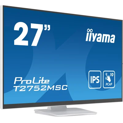 Monitor touch LED IPS iiyama ProLite T2752MSC-W1 bianco da 27" /HDMI, DisplayPort/altoparlanti, rivestimento NANO