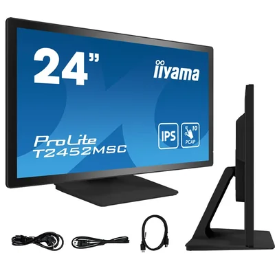 Monitor touchscreen iiyama ProLite T2452MSC-B1 IPS LED da 24" con 10 punti di contatto /HDMI, DisplayPort/Altoparlanti