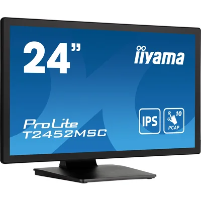 Monitor touchscreen iiyama ProLite T2452MSC-B1 IPS LED da 24" con 10 punti di contatto /HDMI, DisplayPort/Altoparlanti