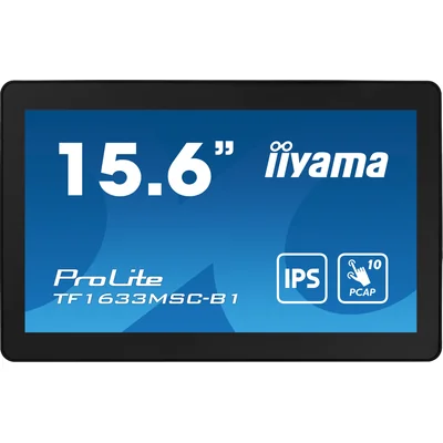 Monitor touchscreen LED IPS iiyama ProLite TF1633MSC-B1 da 15,6", HDMI, DisplayPort, altoparlanti, IP54, Openframe