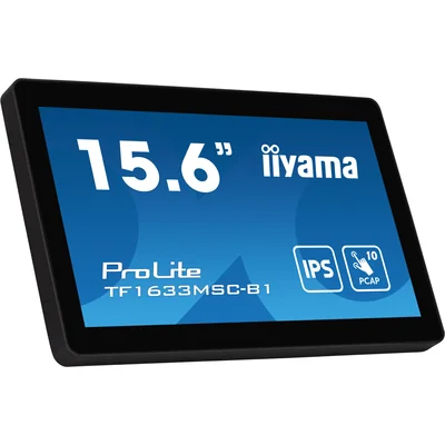 Monitor touchscreen LED IPS iiyama ProLite TF1633MSC-B1 da 15,6", HDMI, DisplayPort, altoparlanti, IP54, Openframe