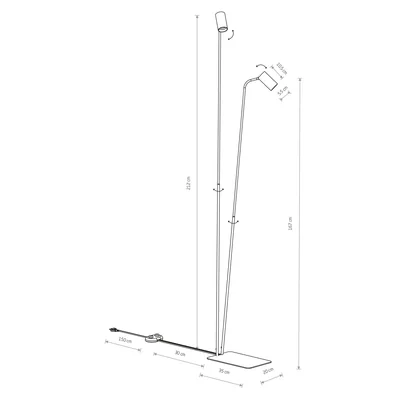 Mono Floor lamp 212cm 2x10W GU10 IP20 black