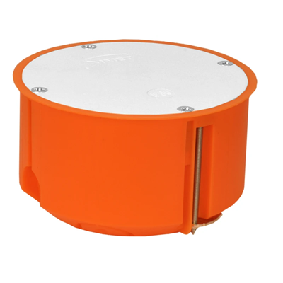 Монтажна коробка для порожніх стін із внутрішньою кришкою, що пригвинчується, P80F fi80mm оранжевого кольору