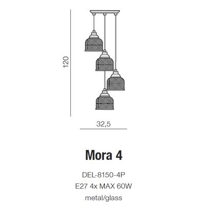 MORA 4 Chrome pendant lamp