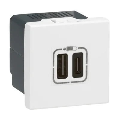 MOSAIC - Charger 2 x USB 2400 mA Type-A + Type-C White