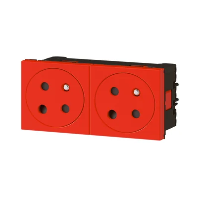 MOSAIC GN 2X2P+Z AVEC VERROUILLAGE, CONNECTÉ VIA DES BORNES AUTOMATIQUES - 4 MODULES ROUGES 16A-250V