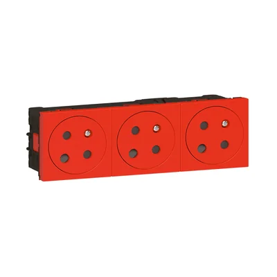 MOSAIC GN 3X2P+Z CON BLOQUEO CONECTADO MEDIANTE TERMINALES AUTOMÁTICOS - 6 MÓDULOS ROJOS 16A-250V