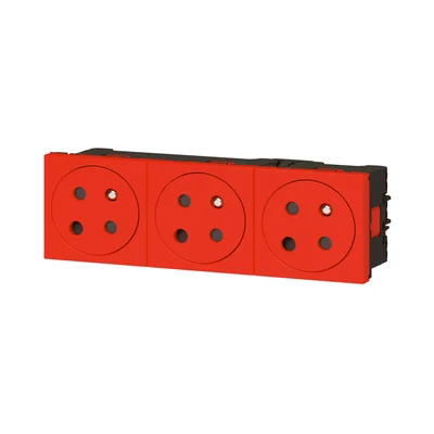 MOSAIC GN 3X2P+Z MIT VERRIEGELUNG, ANSCHLUSS ÜBER AUTOMATISCHE KLEMMSCHLÜSSE - 6 MODULE ROT 16A-250V