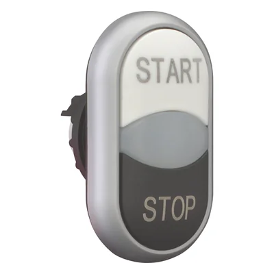 Moteur à double bouton-poussoir avec ressort de rappel, démarrage blanc, arrêt noir, M22-DDL-WS-GB1/GB0