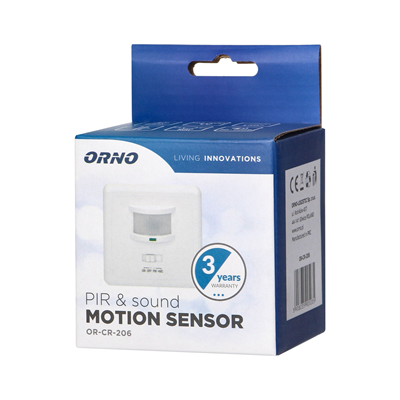 Motion and sound sensor flush-mounted 500W 140 degrees, IP20, white