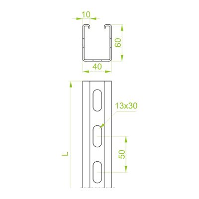 Mounting channel, CMC40H60/3