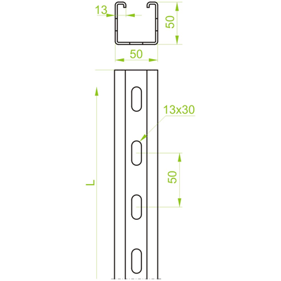 Mounting channel, CMP50H50/2