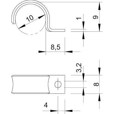 Mounting clamp 10mm galvanized WN 7855 A 10
