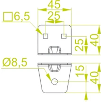 Mounting foot width 50mm height 50mm 2pcs.