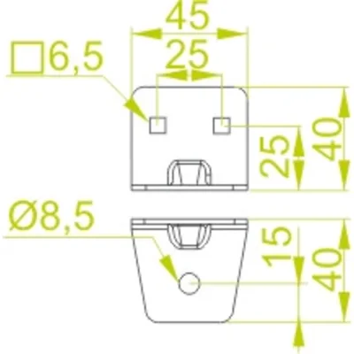 Mounting foot width 50mm height 50mm 2pcs.