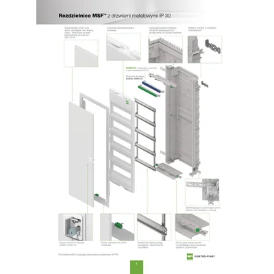 MSF distribution board 5x12 PE+N flush-mounted metal door IP 30 - white