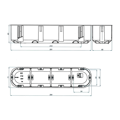 MULTIBOX 2 Instalační krabice pro prázdné stěny, čtyřpólová P4x60D fi4x60mm modrá