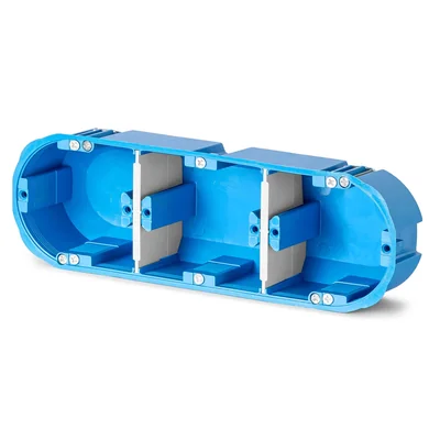 MULTIBOX 2 Installation box for empty walls, three-pole P3x60D fi3x60mm blue